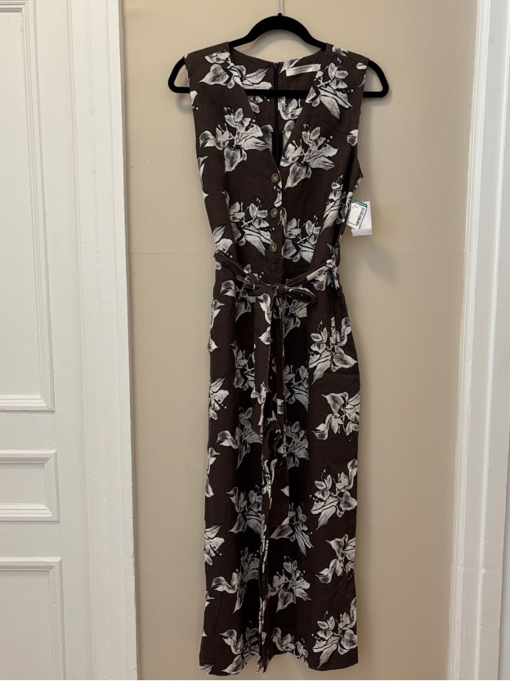 Simons Brown Jumpsuit with White Floral Print
